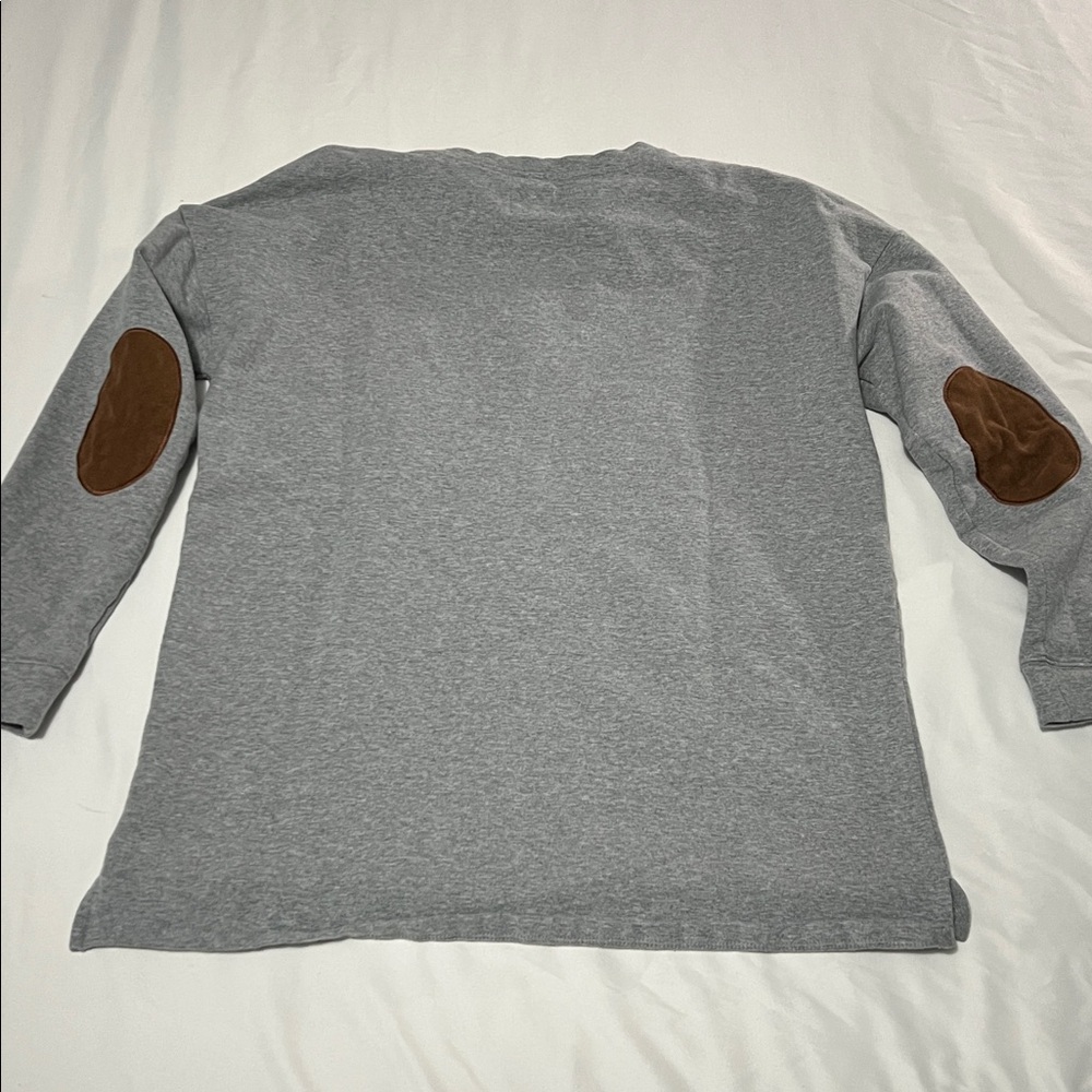 MarleyLilly Grey/Leopard Print “Y’all” Sweatshirt w/ Faux Suede Elbow Patches - Picture 2 of 4